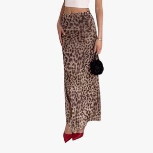 Size Medium Leopard Print Maxi Skirt Floor Length Y2k Trendy